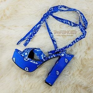 Blue bandanna high heels bandana